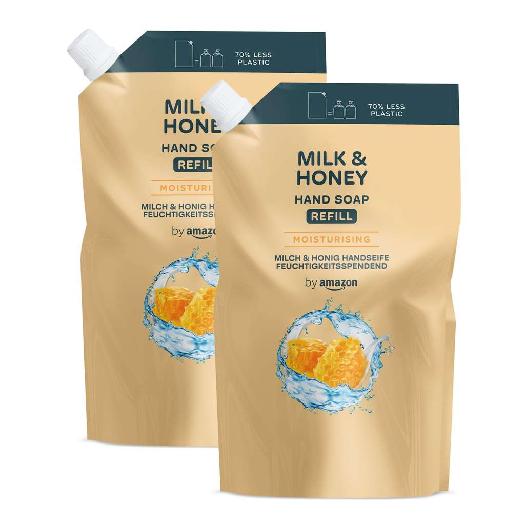 Amazon Hand Soap Refill (Milk & Honey/Olive/Sensitive/Hygiene/Anti-odour) - 2 x 1000ml -£3.70 / £3.31 S&S