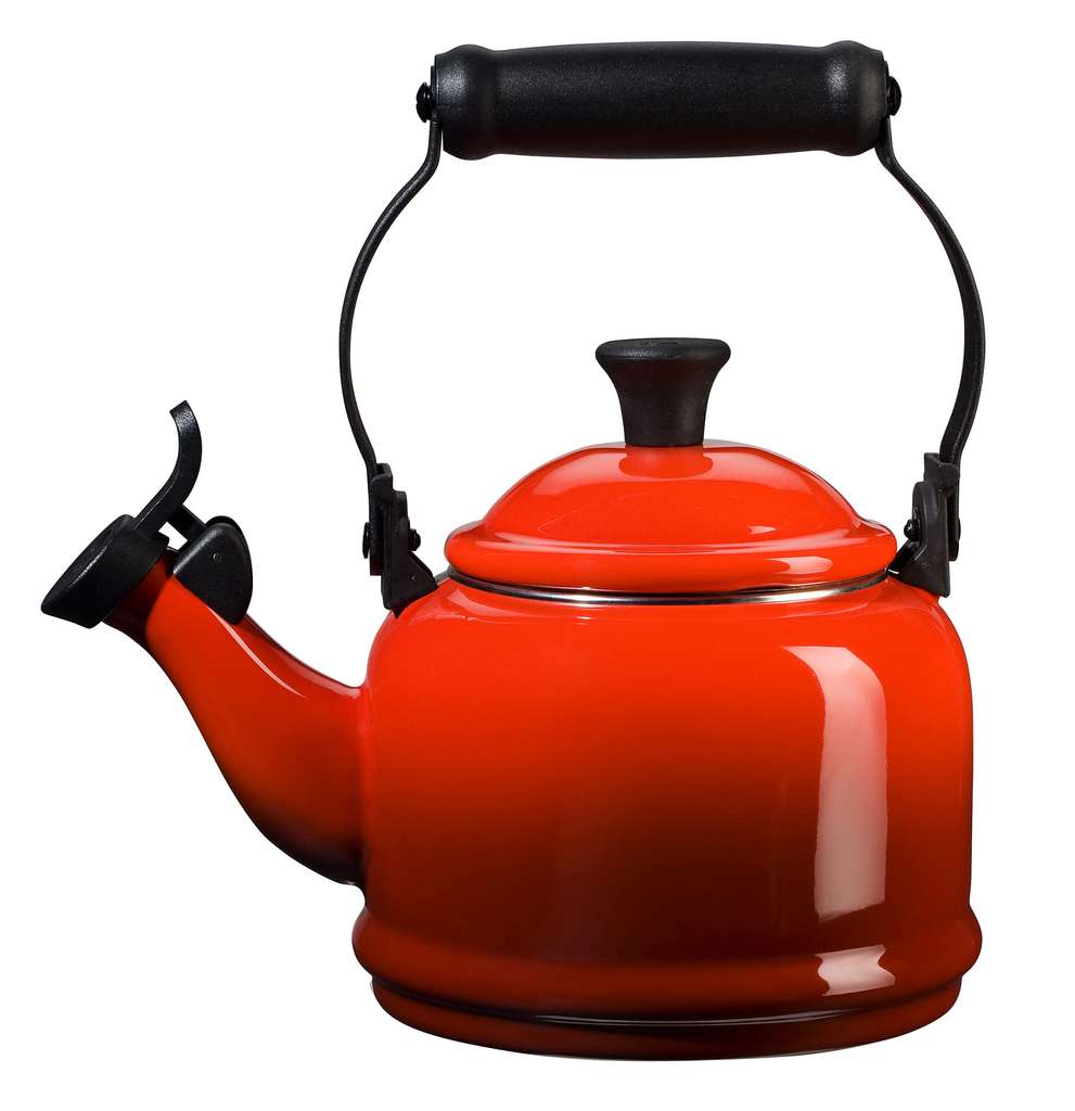 Le Creuset Demi Kettle, Enamelled Steel, Suitable for All Hob Types Including Induction, Enamelled Steel, 1.1 L - Cerise